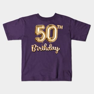 50th Birthday Gifts - Party Balloons Gold Kids T-Shirt